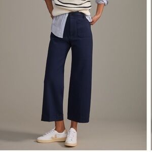Maeve Navy Wide-Leg Pants